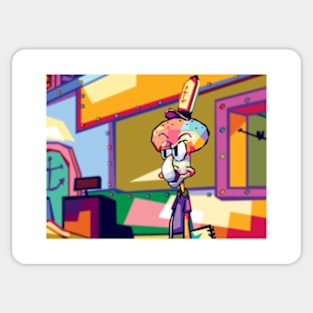 Colorful Pop art of Squidward Sticker